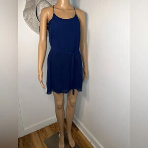 Naked Zebra, S, navy, mini,string racer back ,tie front, lined dress.